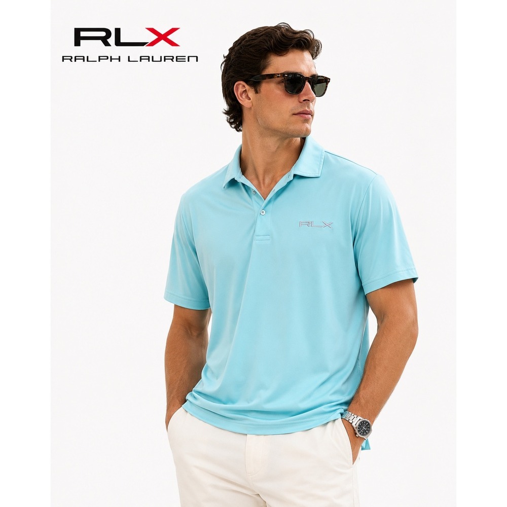 RLX Ralph Lauren Performance Polo Shirt Aqua Blue Golf Polo Men's Medium